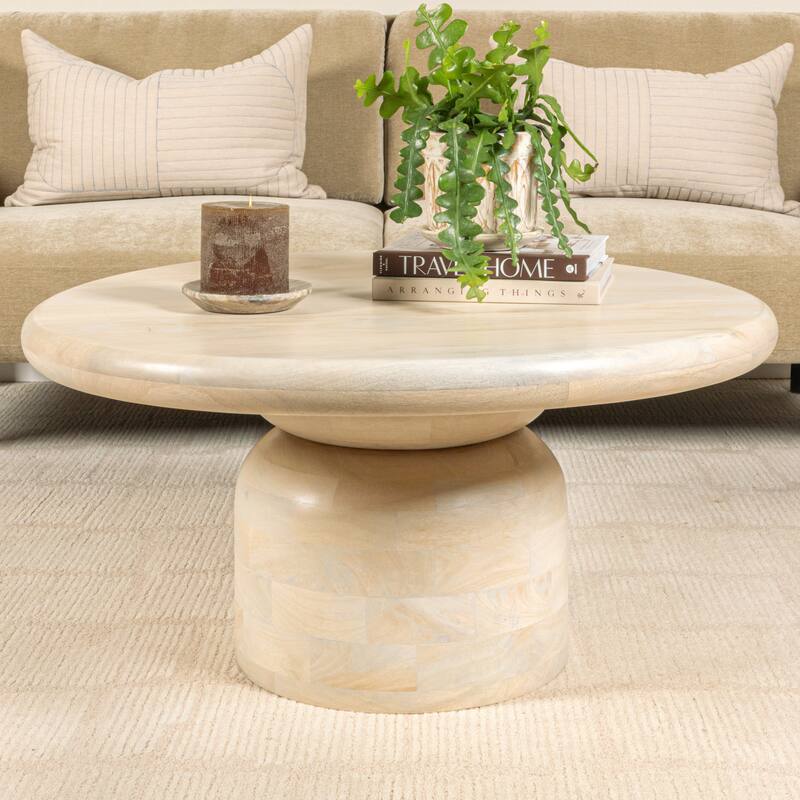 Coffee Table - Whitewashed - 35.0"L x 35.0"W x 17.0"H