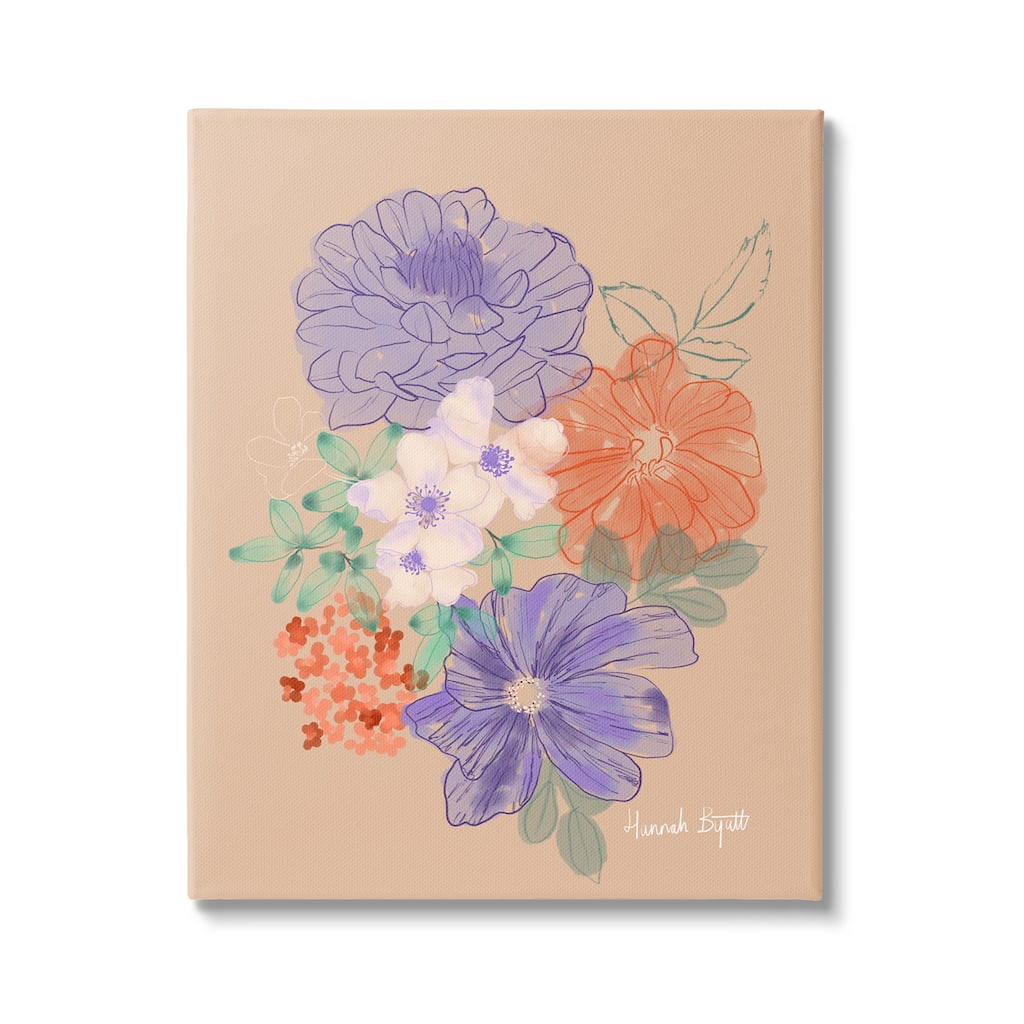 Stupell Purple & Orange Flowers Canvas Wall Art Design by Hannah Byatt