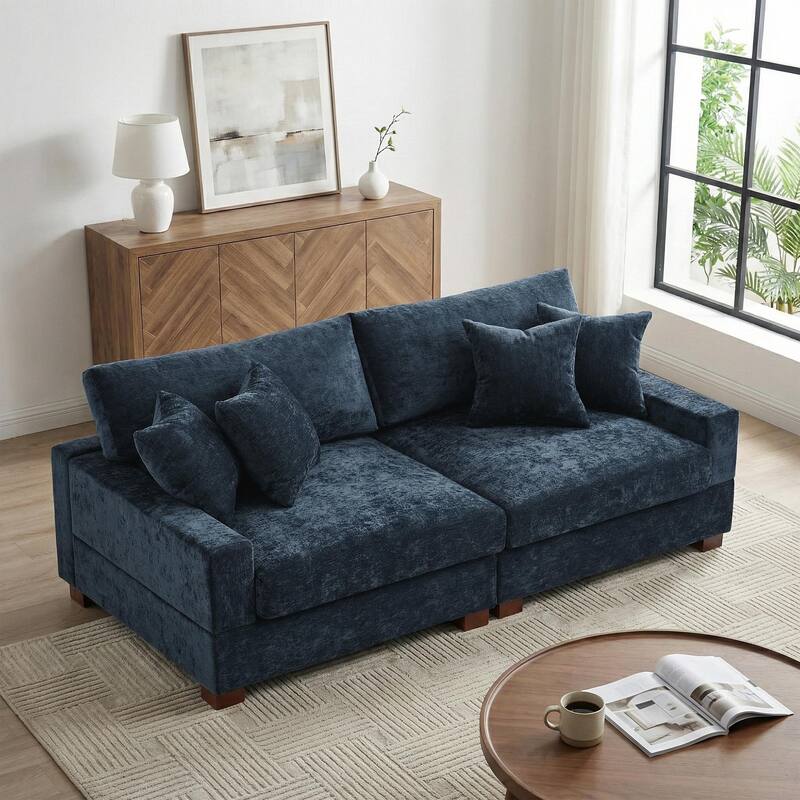 Modern Upholstered Chenille Modular Sectional Sofa with Pillow