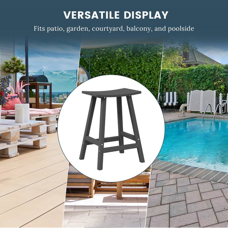 Laguna Hdpe All Weather Outdoor Patio 24" Saddle Seat Counter Stool (Set Of 2)