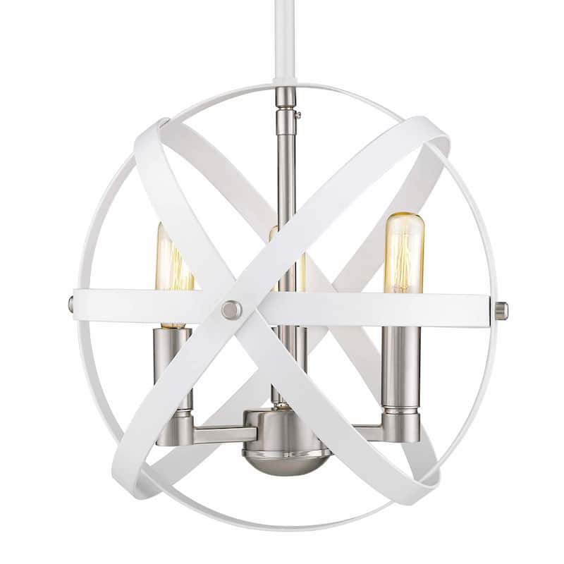 Z-Lite Cavallo 3 Light 12" Wide Globe Chandelier - Hammered White / Brushed Nickel