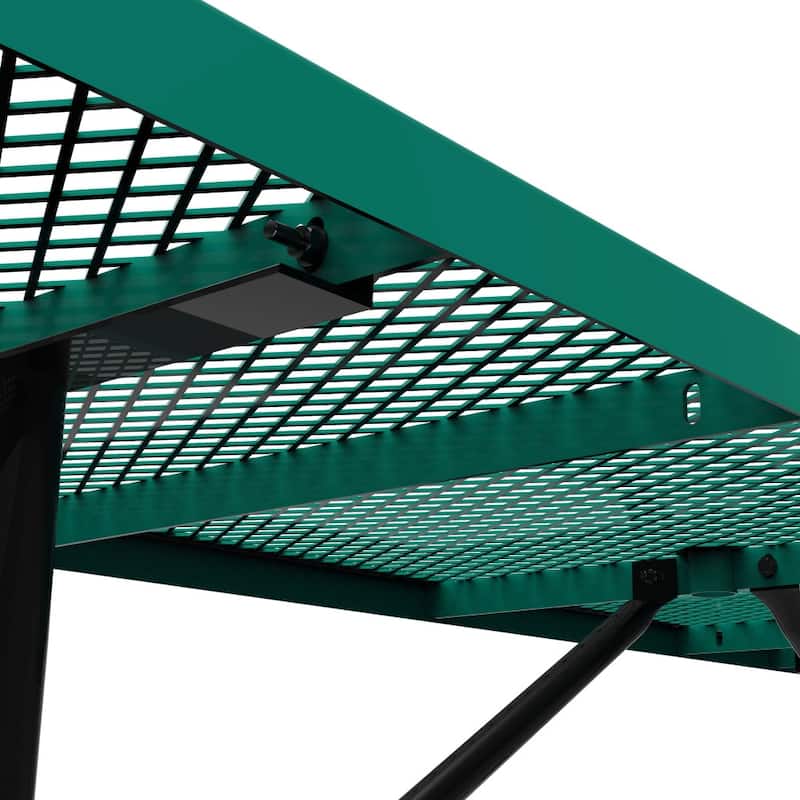Commercial Grade Expanded Mesh Metal Outdoor Picnic Table - 95.75"D x 57.5"W x 30"H