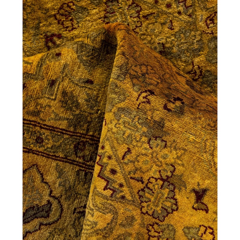 Overdyed One-of-a-Kind Hand-Knotted Area Rug - Yellow - 4' 2" x 6' 3"