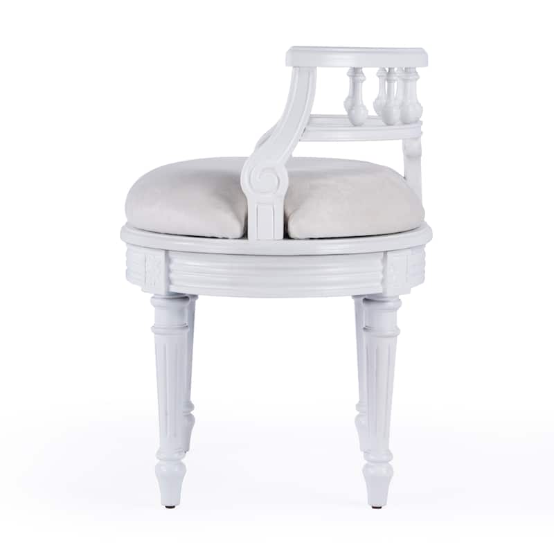 Hathaway 22.5 in. W Oval Upholstered and Wood Traditional Vanity Seat