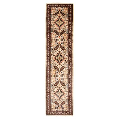 ECARPETGALLERY Hand-knotted Anatolian Cream Wool Rug - 2' 6" x 10' 2"