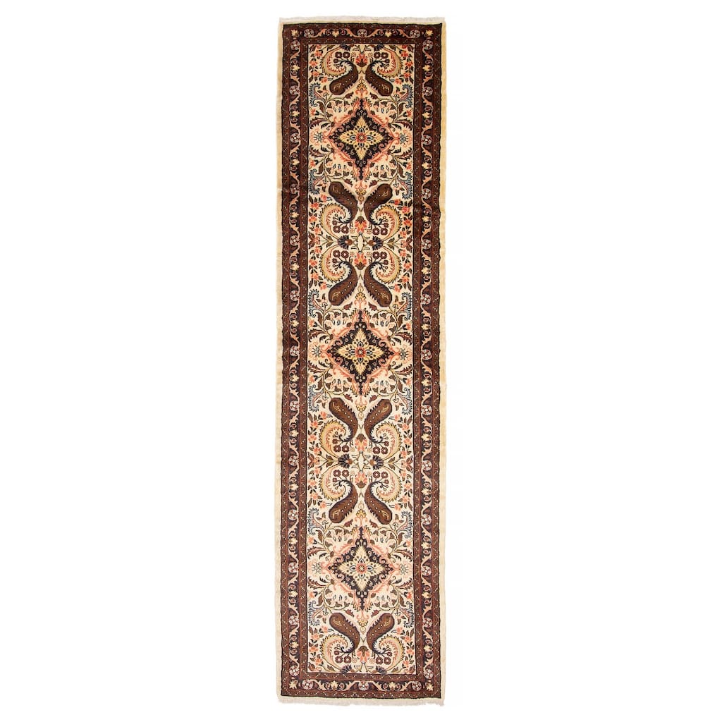 ECARPETGALLERY Hand-knotted Anatolian Cream Wool Rug - 2' 6" x 10' 2"