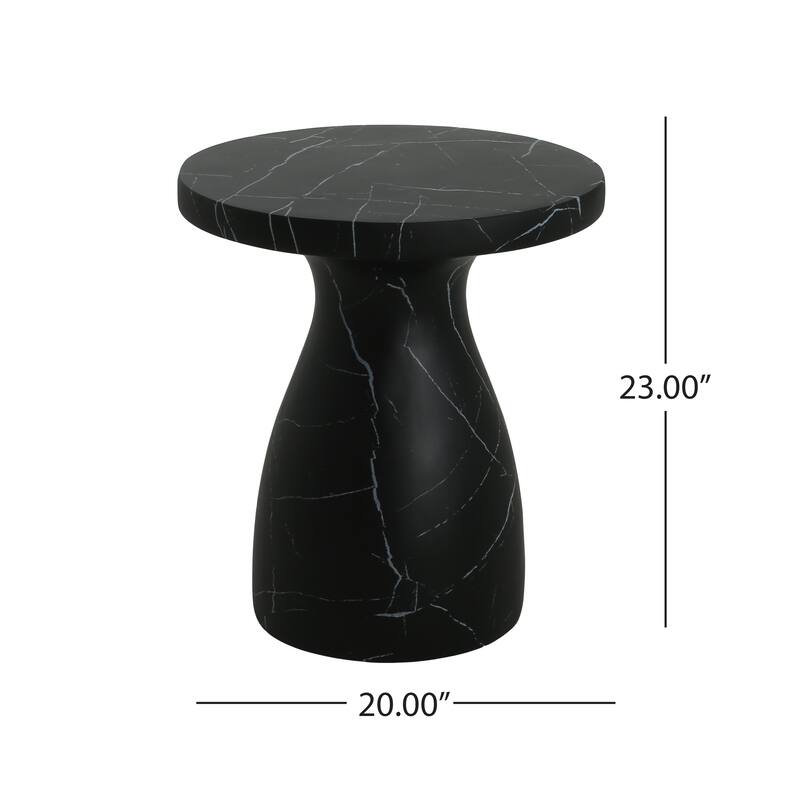 Roomfitters Outdoor MGO Side Table, Lightweight End Table with Black Marble Effect