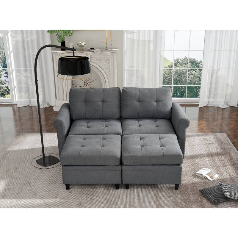 U Shaped Sectional Couch Convertible Sectional Couch with Double Chaise 6 Seat Sectional Sofa for Living Room