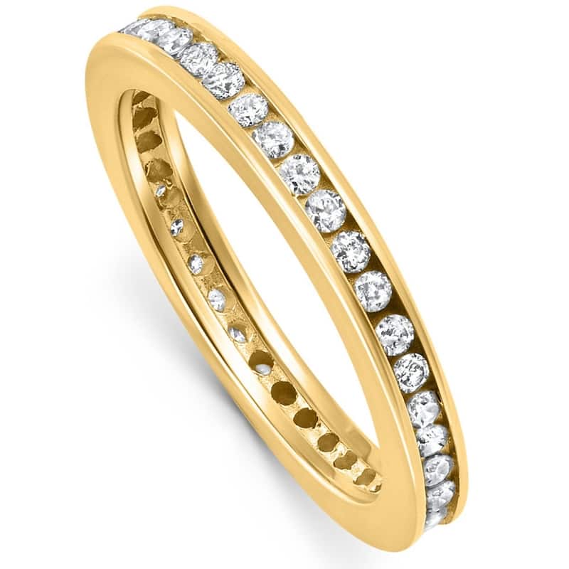 Bliss Diamond 1/2Ct TW Channel Set Lab Grown Diamond Eternity Wedding Stackable Ring Gold - 7.5 - Rose