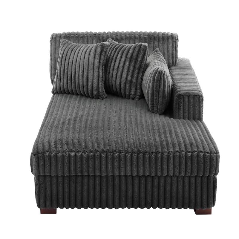42" W Plush Corduroy Upholstered Chaise Lounge Sleeper for Living