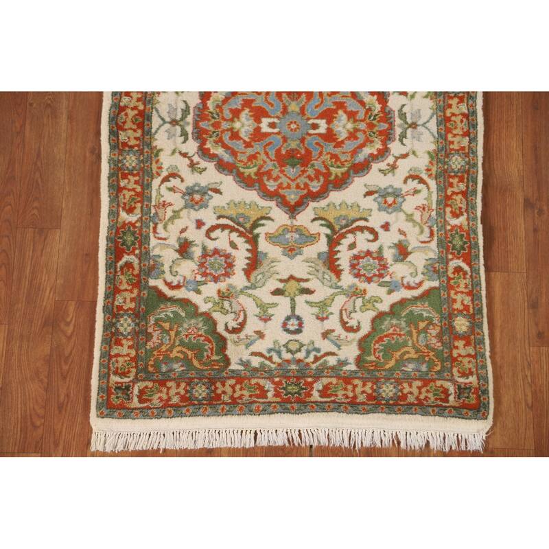 Floral Ivory Kashan Oriental Accent Rug Handmade Wool Carpet - 2'6" x 4'1"
