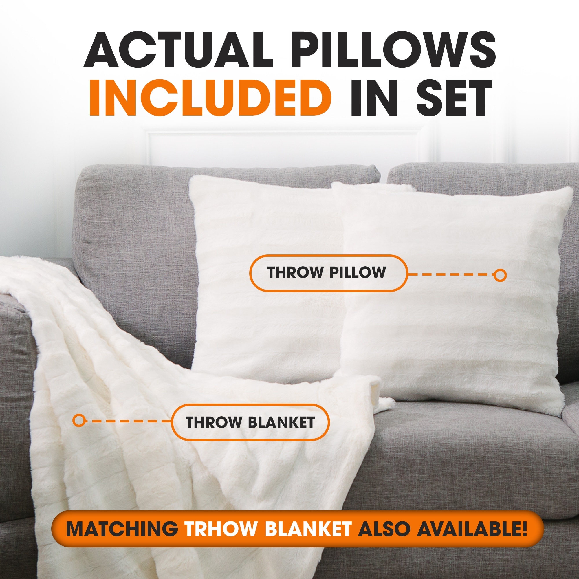 Set of throw store pillows for bed