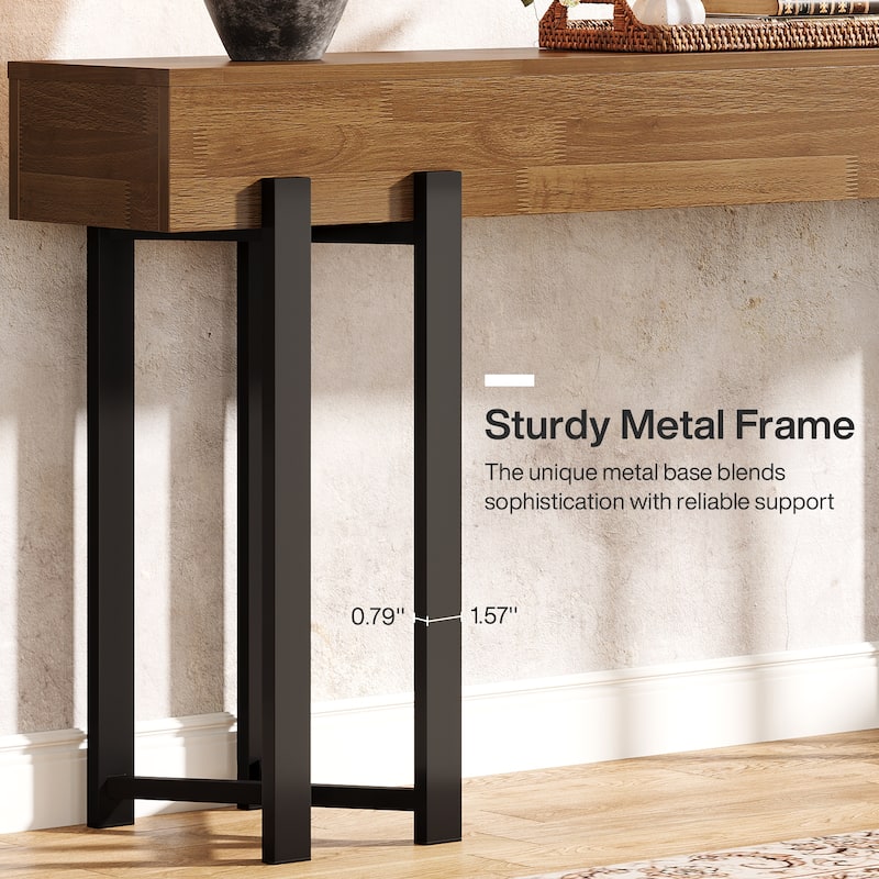 Farmhouse Wooden/ Metal Console Table for Living Room Entryway