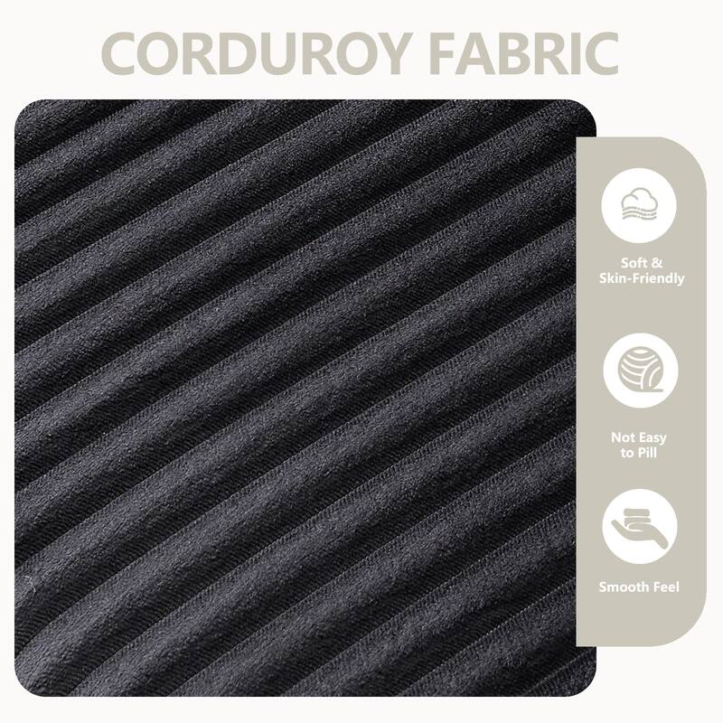 L-Shape Sectional Sofa with Ottoman, Fabric Upholstered Floor Cloud Couch, Modular Corner 3 Seat Sofa with Deep Seat - Black