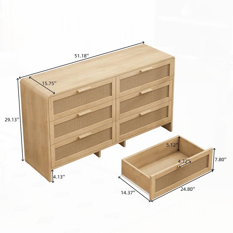6-Drawers Rattan Storage Cabinet Rattan Drawer