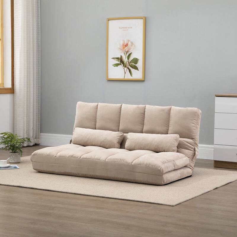 HOMCOM Convertible 7 Adjustable Positions Folding Couch Bed - Beige