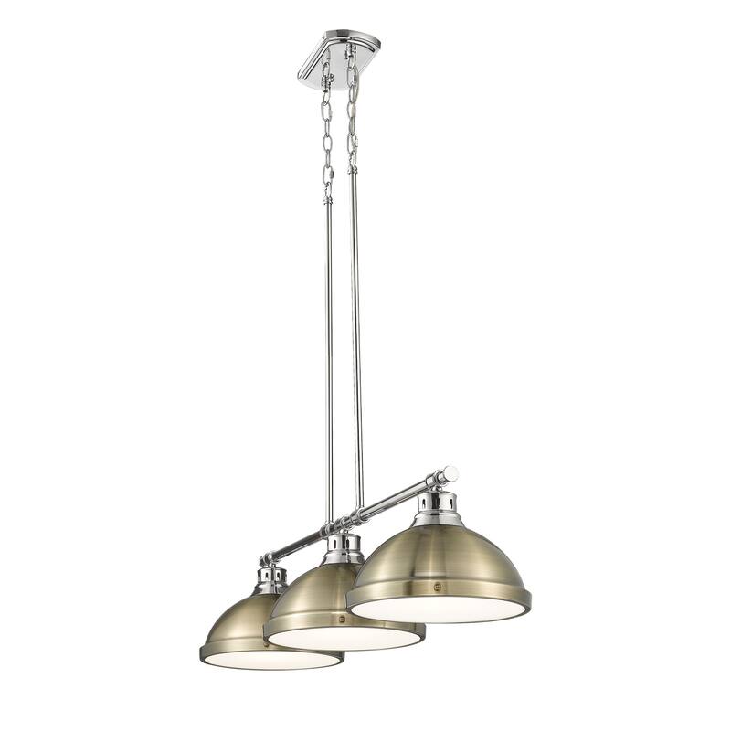 Yep by Golden Lighting Duncan 3-light Island Light in Chrome and Aged Brass shade