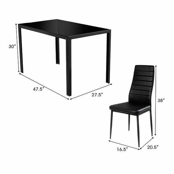 Costway 5 Piece Kitchen Dining Set Glass Metal Table 30" and 4 Chairs