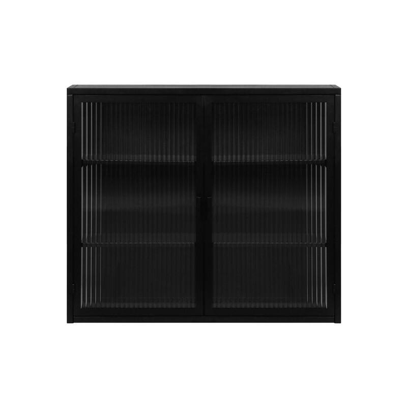 27.56"Glass Doors Modern Two-door Wall Cabinet with Featuring Three-tier Storage for Entryway Living Room Bathroom Dining Room