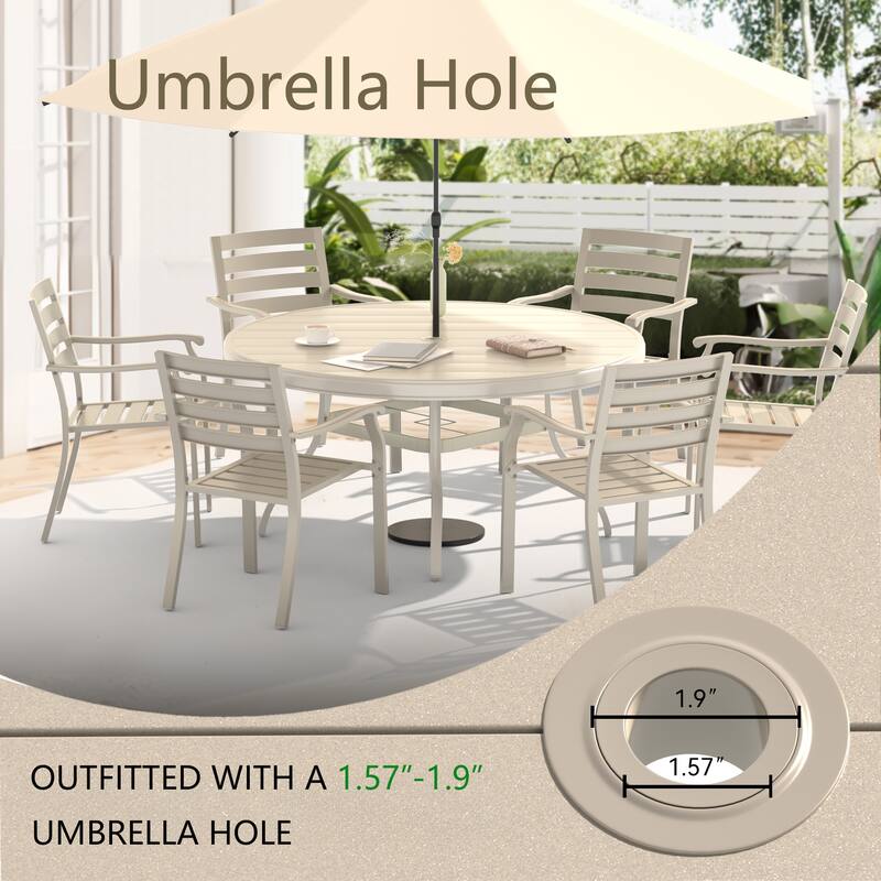 5 Pieces Outdoor Patio Dining Set, 4 Stackable Metal Dining Chairs and 40.6" Round Metal Dining Table
