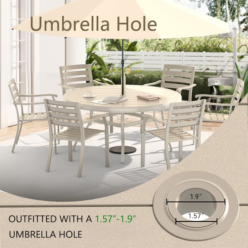 7 Pieces Outdoor Patio Dining Set,6 Stackable Metal Dining Chairs and 52.95" Round Metal Dining Table,Outdoor Table and Chairs