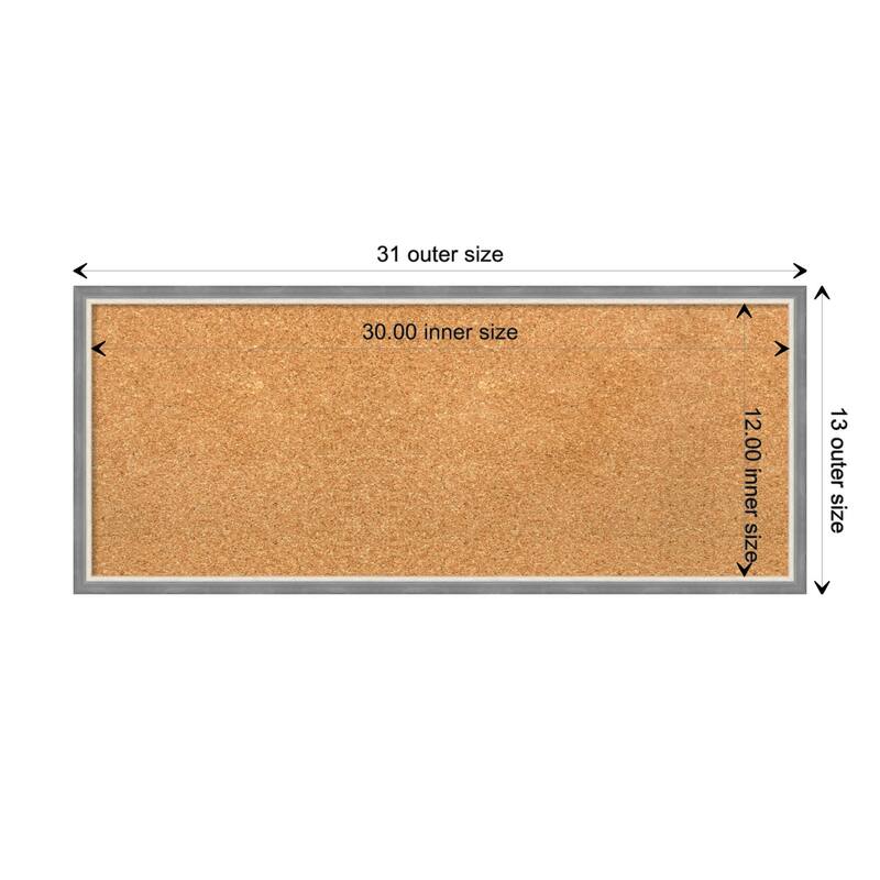 Theo Narrow Wood Framed Natural Corkboard Bulletin Board