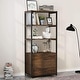 preview thumbnail 7 of 26, 4-Tier Rustic Bookcases with 2 Drawers, Etagere Standard Book Shelves Display Shelf for Home Office