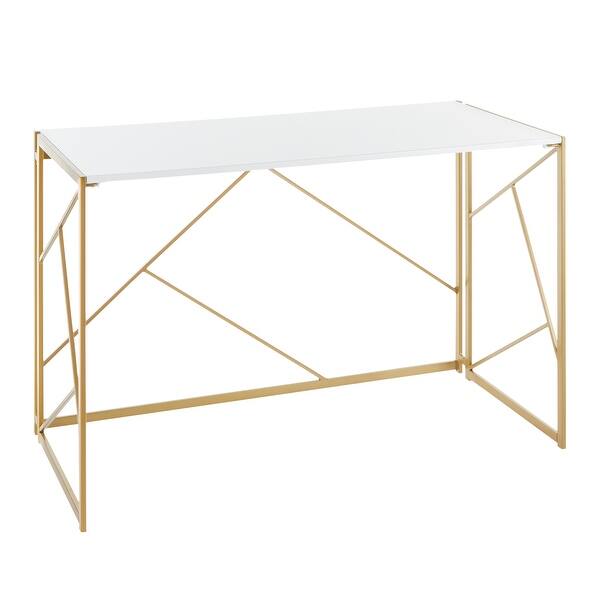slide 2 of 30, Silver Orchid Sala Desk in Metal & Wood