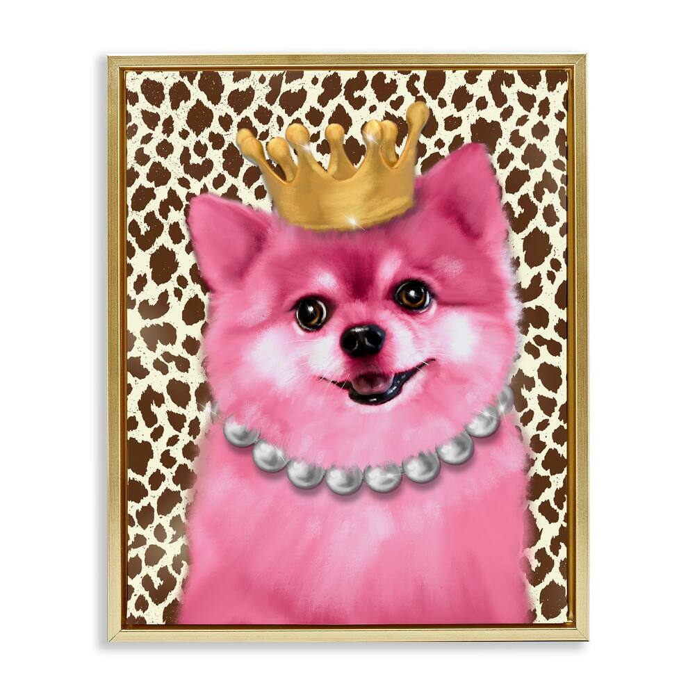 Stupell Pink Royal Pomeranian Framed Floater Canvas Wall Art Design By Matthew Piotrowicz