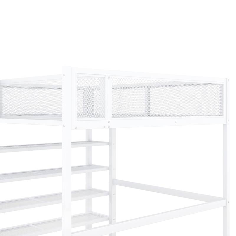 Twin/Full Size High Loft Bed with Shelves,Modern Metal Loft Bed Frame