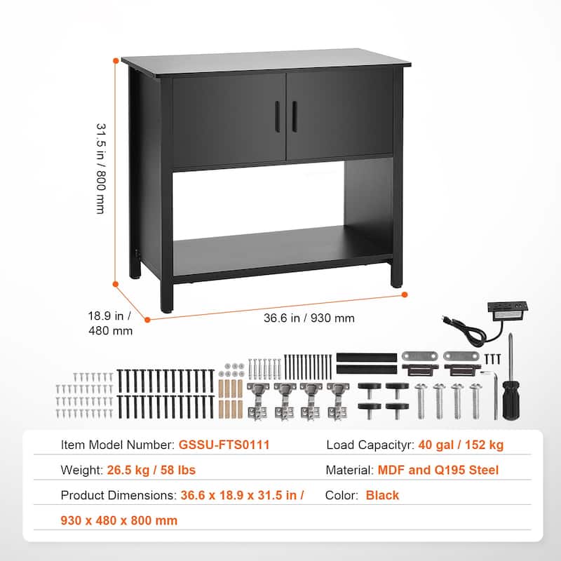 Aquarium Stand Reptile Tank Stand with Storage, Cabinet and Hardware Kit