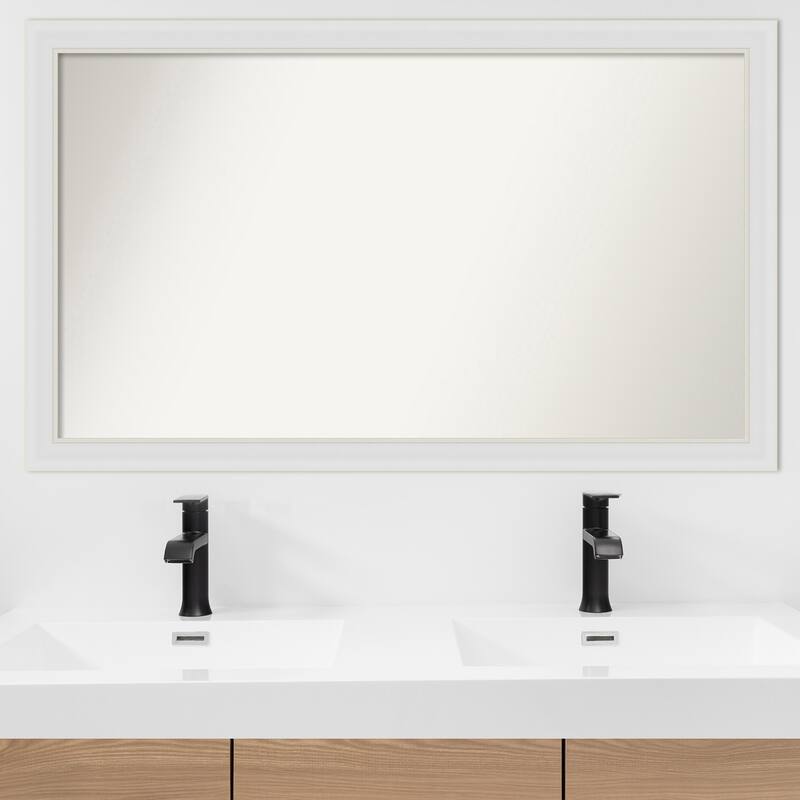 Flair Soft White Narrow Framed Non-Beveled Custom Wall Mirror, Bathroom Vanity Mirror