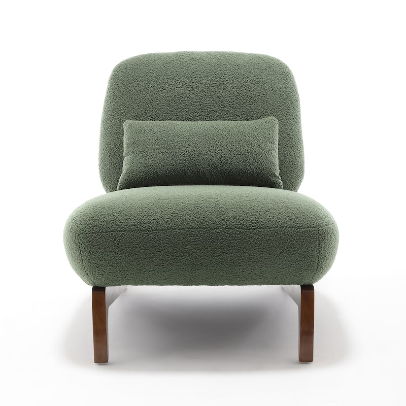 Modern Boucle Fabric Armlesschair Sofa Lounge Chair with Wood Frame