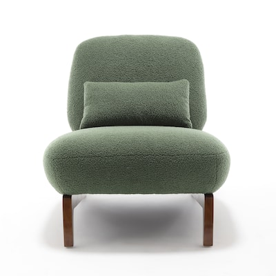 Modern Boucle Fabric Armlesschair Sofa Lounge Chair with Wood Frame