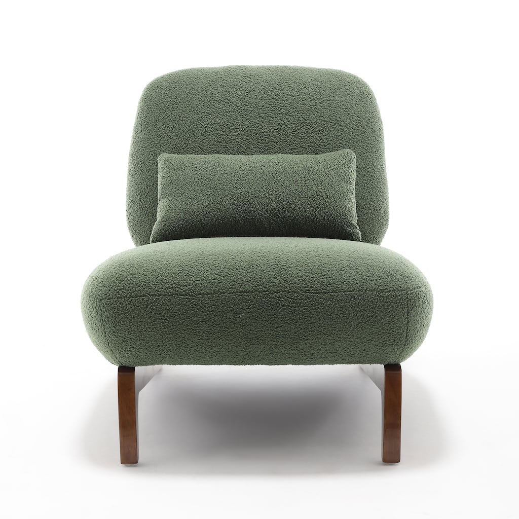 Modern Boucle Fabric Armlesschair Sofa Lounge Chair with Wood Frame