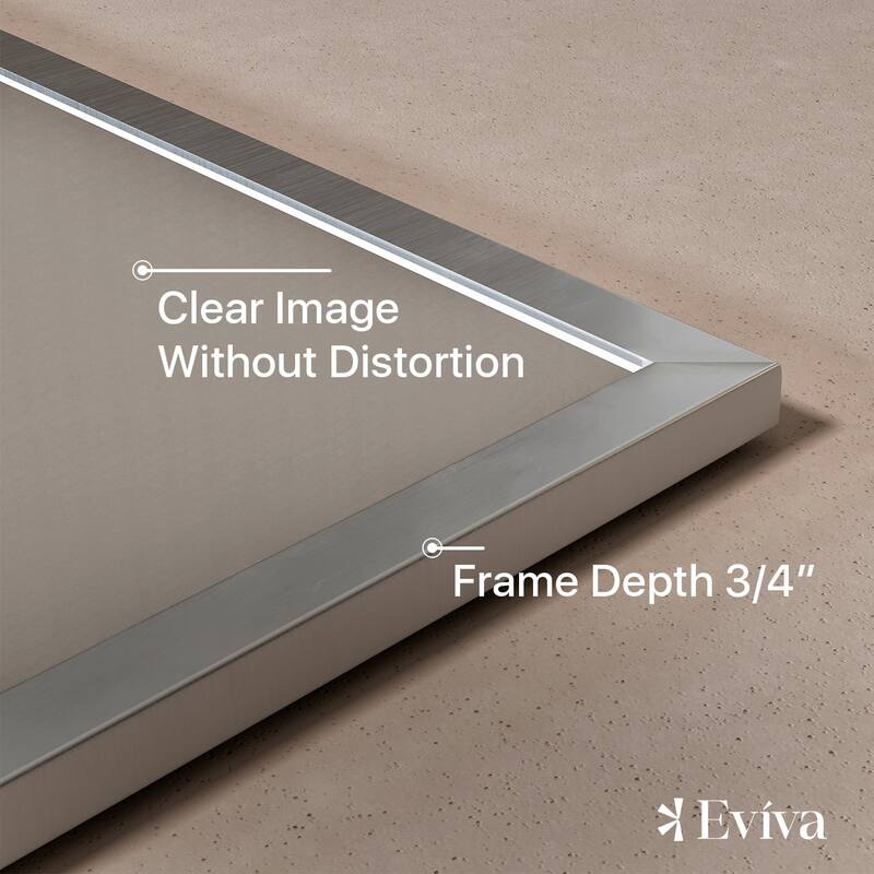 Eviva Vista 60" x 30" Rectangular Brushed Nickel Metal Framed Mirror - Brushed Nickel