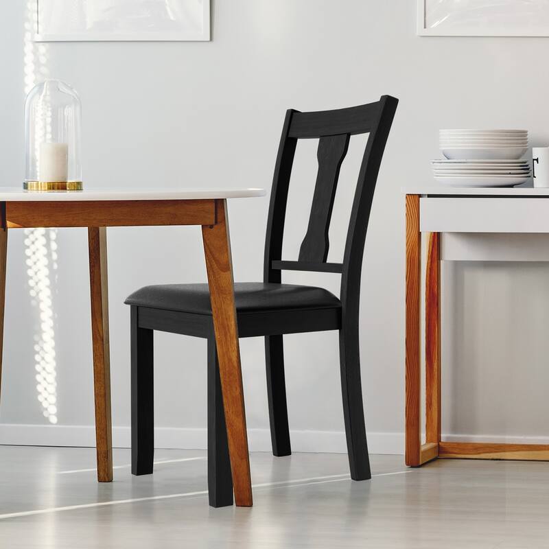 Set of 2 Dining Room Chair Coffee Rubber Wood Frame and Upholstered - See details