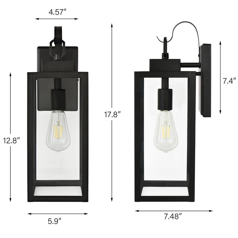 1- Light Outdoor Matte Black Wall Light