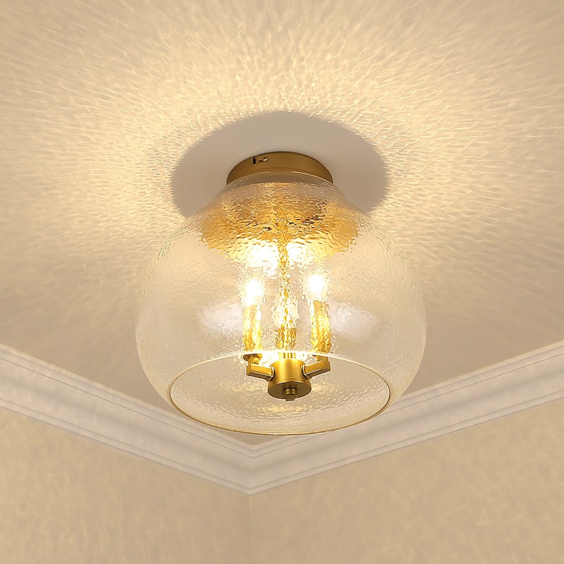Ariella 13.75" Wide 3-Light Semi-Flush with Hammered Clear Glass