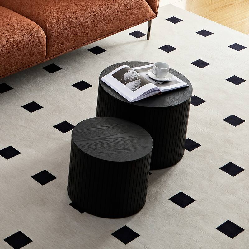 Modern Nesting Table Set Round Coffee Table with Waterproof and Wear-Resistant, for Living Room Seating Area