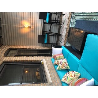 Kinbor 5-Piece Patio Furniture PE Rattan Wicker Sofa Sectional Sofa Set Cushioned Deck Couch