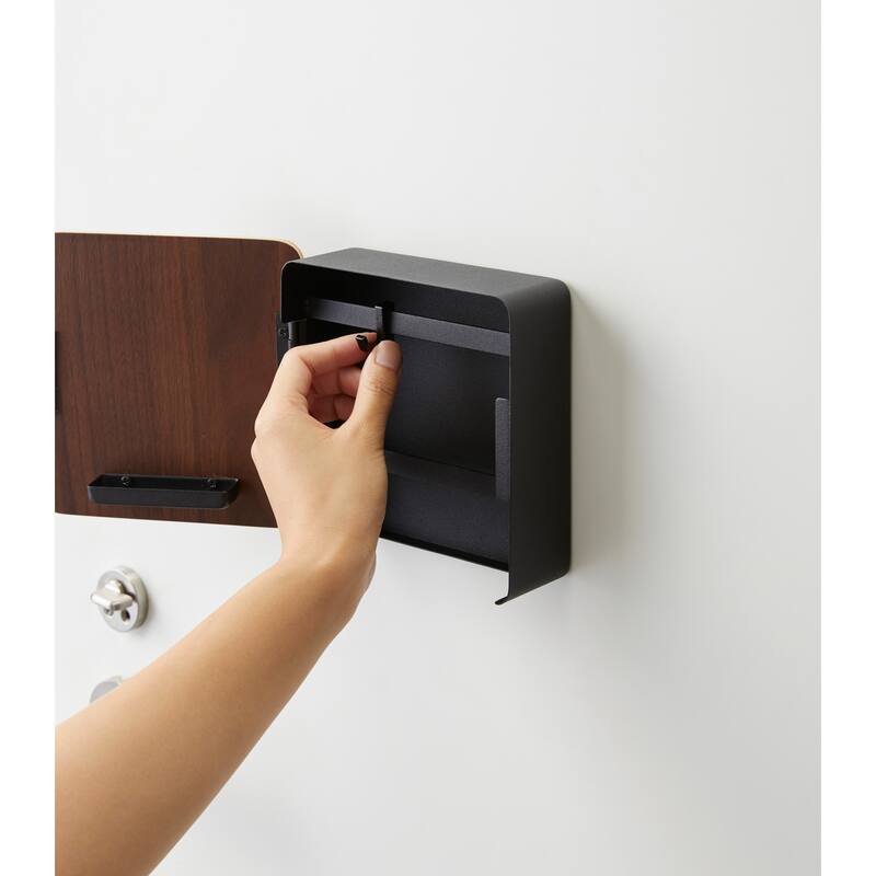 Yamazaki Home Magnetic Key Cabinet, Steel and Wood, Holds 2.2 lbs - L 2.24 x W 6.22 x H 6.22 inches