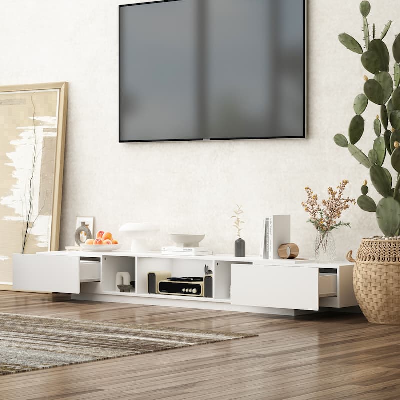 94.5" TV Stand Efficient Cable Management and Spacious Storage Console