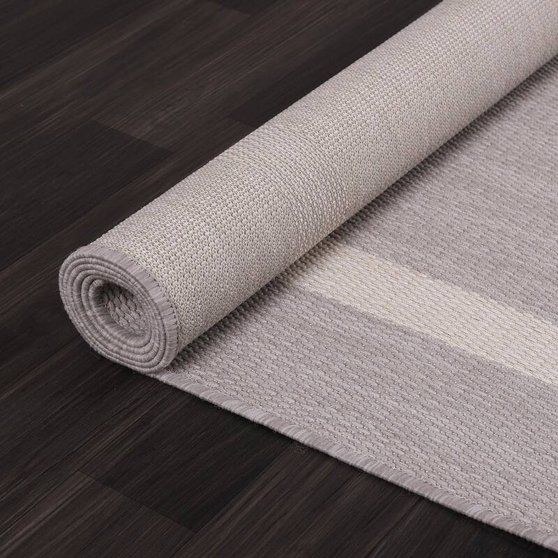 Beverly Rug Modern Bordered Indoor Outdoor Rug, Outside Carpet for Patio, Deck, Porch