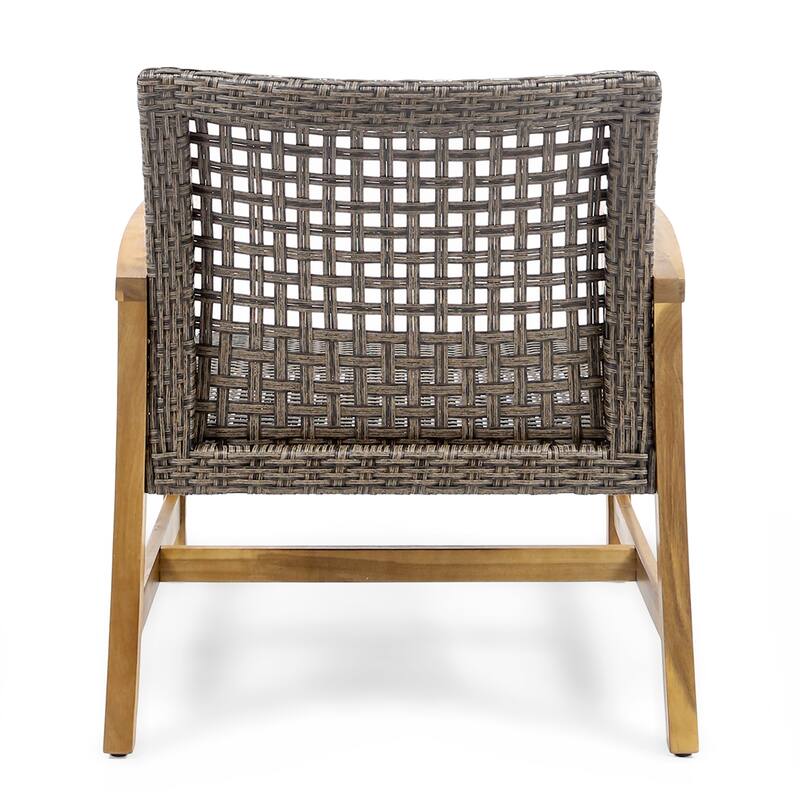 Hampton Outdoor Wood/Wicker Club Chair (Set of 2) by Christopher Knight Home