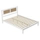 preview thumbnail 14 of 14, Queen Size Wooden Platform Bed with Natural Rattan Headboard, Exquisite Elegance with Minimalist Charm for Bedroom, Black