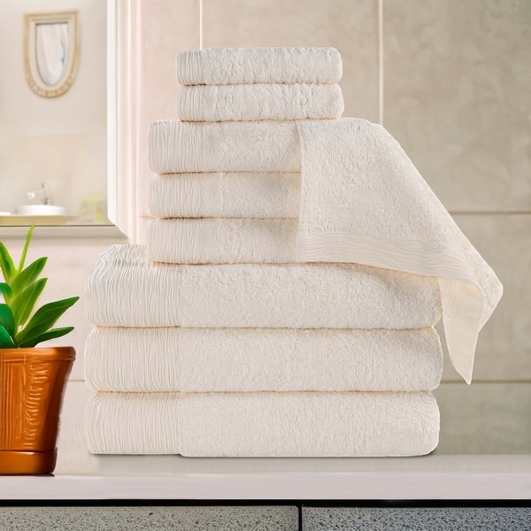 Superior Sierra Rayon From Bamboo Cotton Blend 9 Piece Bathroom Towel Set - Ivory