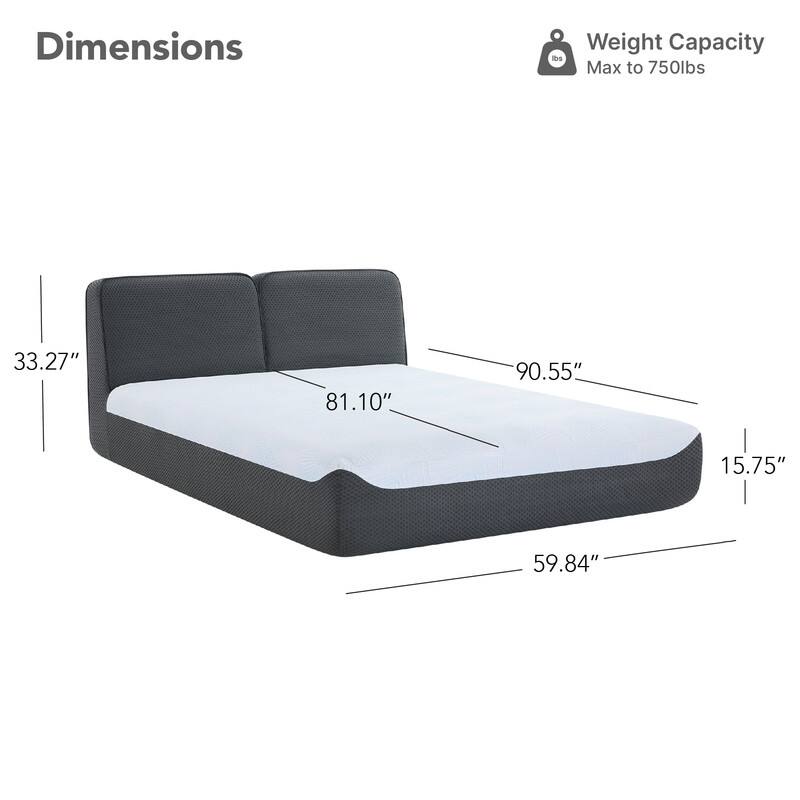 Spruce & Spring Modern All-in-One Queen Upholstered Bed, No-Assembly Foam Bed for Small Spaces