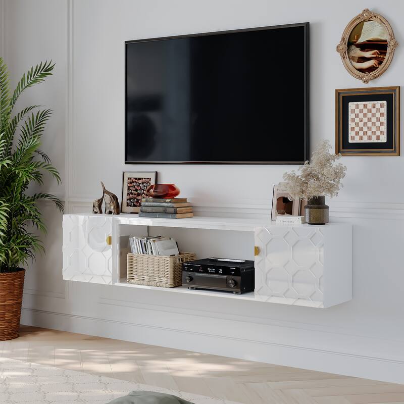 Clihome High Gloss Paint MDF Media 67'' TV Stand