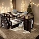 preview thumbnail 1 of 10, 3 IN 1Twin-Twin over Full L-Shaped Bunk Bed With 3 Drawers, Portable Desk and Wardrobe